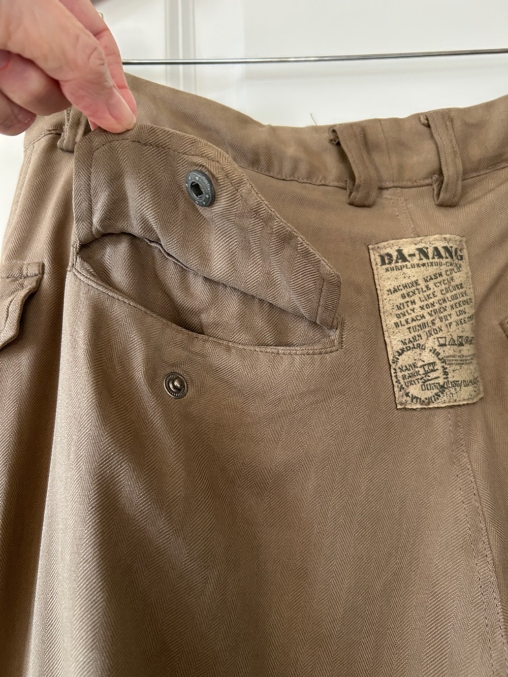 Da-Nang Cargo Pant Sz M w MEASUREMENTS Washable Silk Tan - Picture 8 of 14